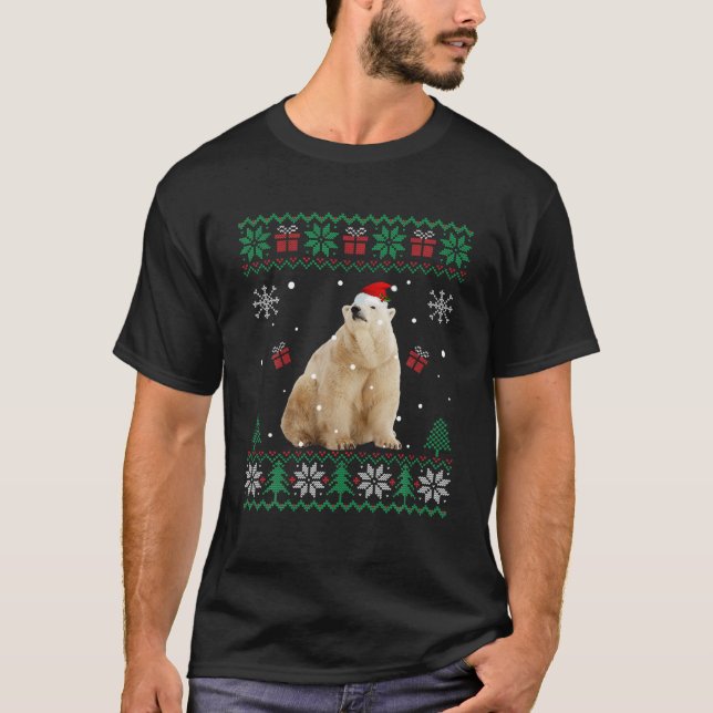 Ugly Christmas Pajama Sweater Polar Bear Animals L (Front)