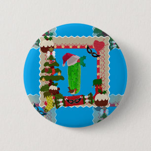 ugly christmas pickle 2 inch round button