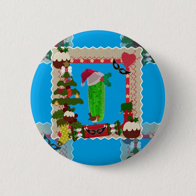 ugly christmas pickle 2 inch round button (Front)