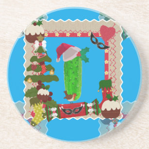 ugly christmas pickle coaster