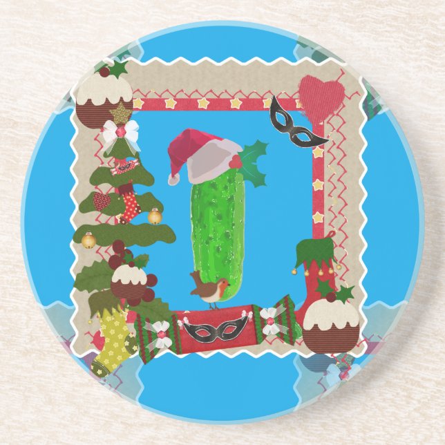 ugly christmas pickle coaster (Front)