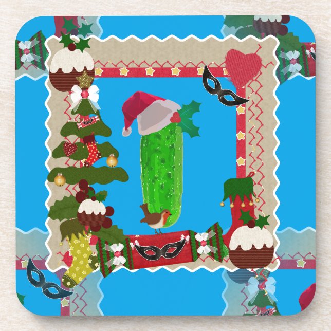 ugly christmas pickle coaster (Front)