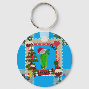 ugly christmas pickle keychain