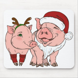 ugly christmas pig mouse pad