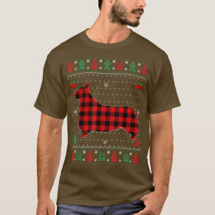 Ugly Christmas Red Plaid Welsh Corgi Lovers Matchi T-Shirt
