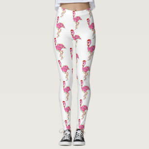 ugly christmas santa claus flamingo leggings