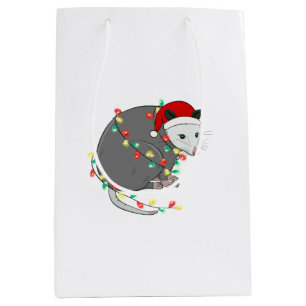 ugly christmas santa claus opossum medium gift bag