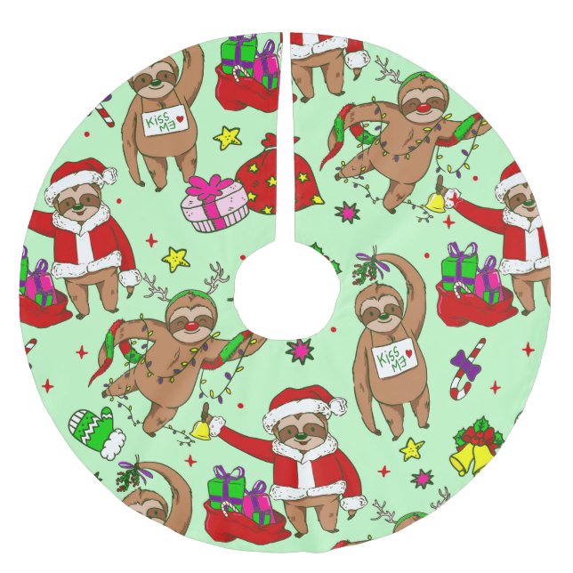 ugly christmas santa claus sloth brushed polyester tree skirt (Front)