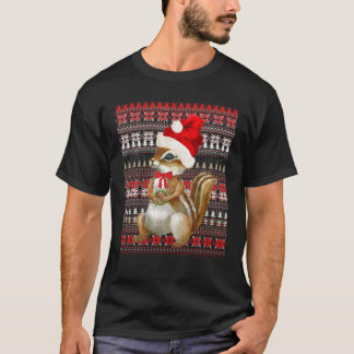 Ugly Christmas Santa Costume Christmas Chipmunk Lo T-Shirt