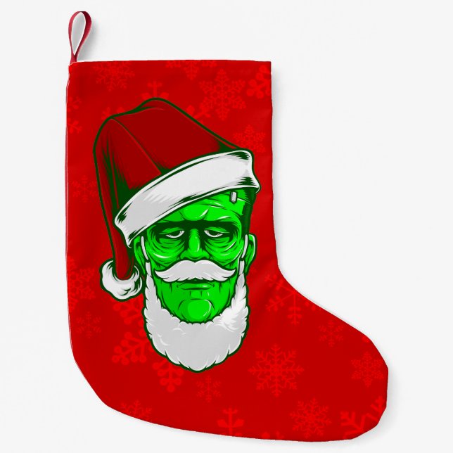 ugly christmas santa frankenstein monster snow small christmas stocking (Front)