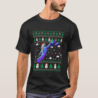 Ugly Christmas Santa Hat Astronaut Dunking Earth B T-Shirt