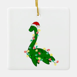 ugly christmas santa Loch ness Monster Ceramic Ornament
