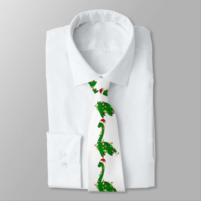 ugly christmas santa Loch ness Monster Tie (Tied)