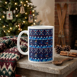 Ugly Christmas Ski Pattern Holiday Coffee Mug