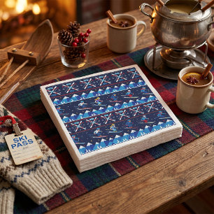 Ugly Christmas Ski Pattern Holiday Napkin
