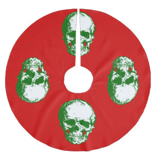 ugly christmas skull goth skeleton brushed polyester tree skirt