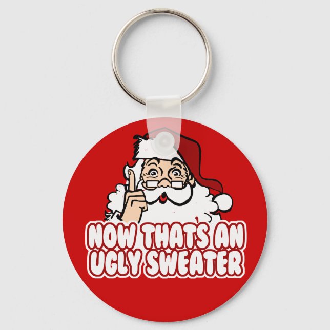 Ugly Christmas Swear Santa Claus Keychain (Front)