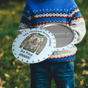 Ugly Christmas Sweater 3rd Place Winner Prize 3 Inch Round Button