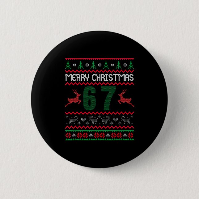 Ugly Christmas Sweater 67 Design  2 Inch Round Button (Front)
