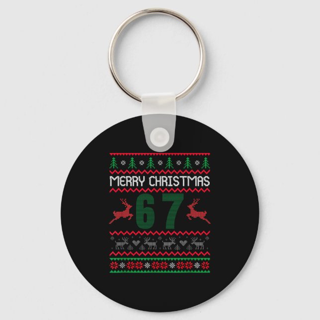 Ugly Christmas Sweater 67 Design  Keychain (Front)