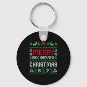 Ugly Christmas Sweater 67 Six Seven 6 7 Meme Funny Keychain