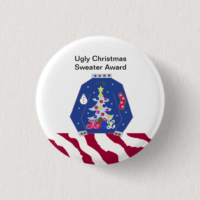 Ugly Christmas Sweater Award 1 Inch Round Button (Front)