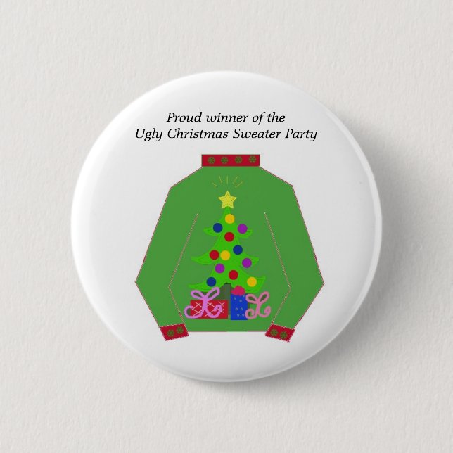 Ugly Christmas Sweater Award 2 Inch Round Button (Front)