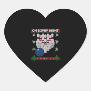 Ugly Christmas Sweater Bowling Bowlers Christmas Heart Sticker