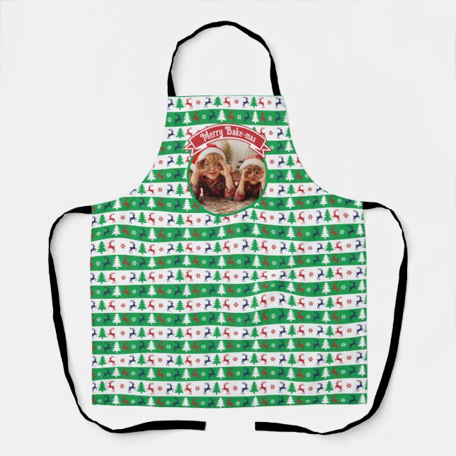 Ugly Christmas Sweater Bright Jumper Photo  Apron (Front)