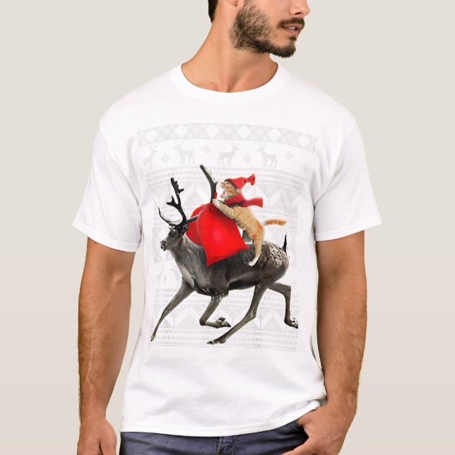 Ugly Christmas Sweater Cat Reindeer Shirt Ca (Front)