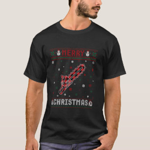 Ugly Christmas Sweater Chainsaw Buffalo Plaid Red