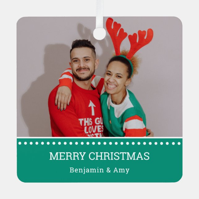 Ugly Christmas Sweater Champions Photo Metal Ornament (Front)