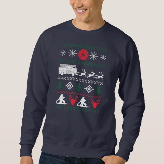 Ugly Christmas Sweater Design For A Firefighter  (Front)