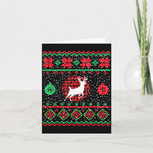 Ugly Christmas Sweater Design Plaid Reindeer  Card