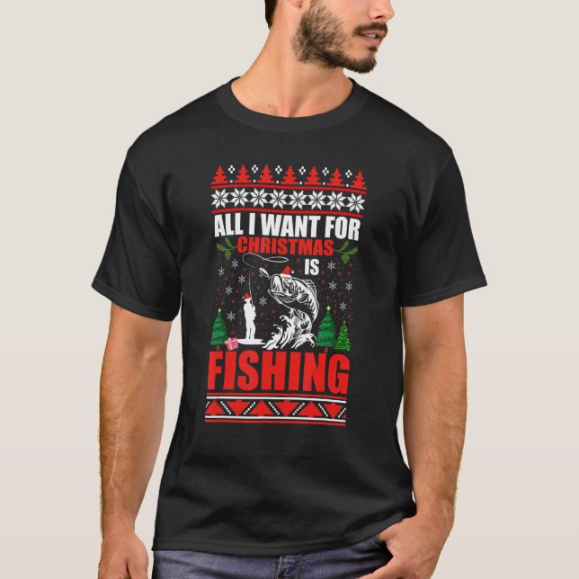 Ugly Christmas Sweater Fishing Cute Fishing Santa  (Front)