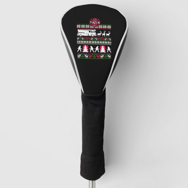 Ugly Christmas sweater for firefighter Golf Head Cover (Front)