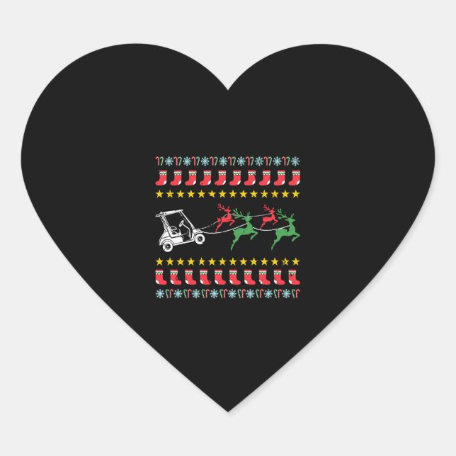 Ugly Christmas Sweater for Golfer Golf Heart Sticker (Front)