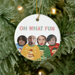 Ugly Christmas Sweater Funny Face Personalized Ceramic Ornament