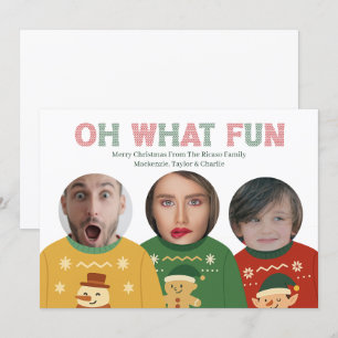 Ugly Christmas Sweater Funny Face Personalized Holiday Card