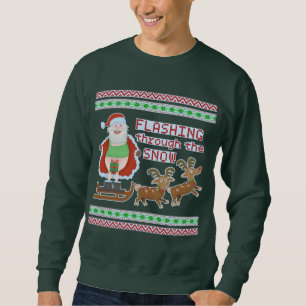 Ugly Christmas Sweater Funny Santa Flashing Snow
