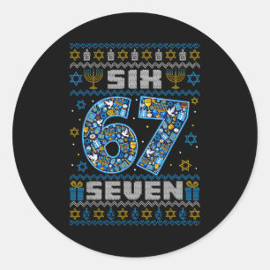 Ugly Christmas Sweater Happy Hanukkah Chanukkah Si Classic Round Sticker