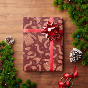 Ugly Christmas Sweater Hat Scarf Red White Wrapping Paper
