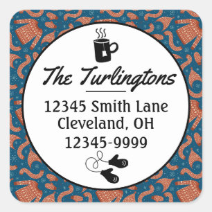 Ugly Christmas Sweater Hat Scarf Return Address Square Sticker