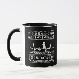 Ugly Christmas sweater heartbeat running run Mug