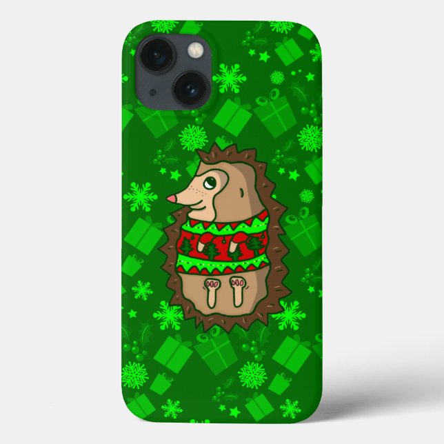 ugly christmas sweater hedgehogs Case-Mate iPhone case (Back)