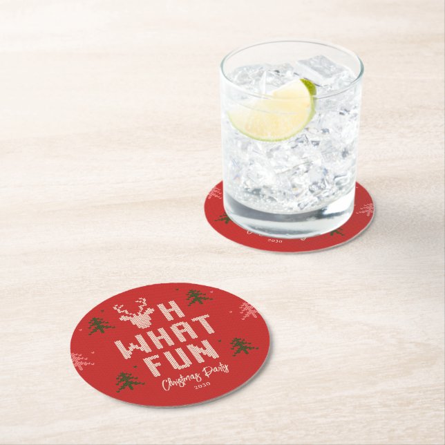 Ugly Christmas Sweater Holiday Party Coasters (Insitu)