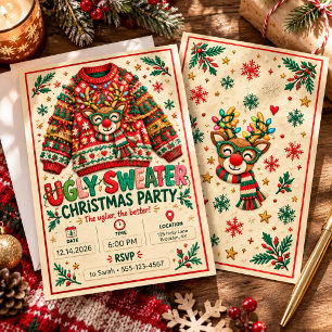 Ugly Christmas Sweater Holiday Party Invitation