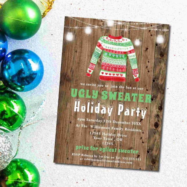 Ugly Christmas Sweater Holiday Party Invitation (Creator Uploaded)