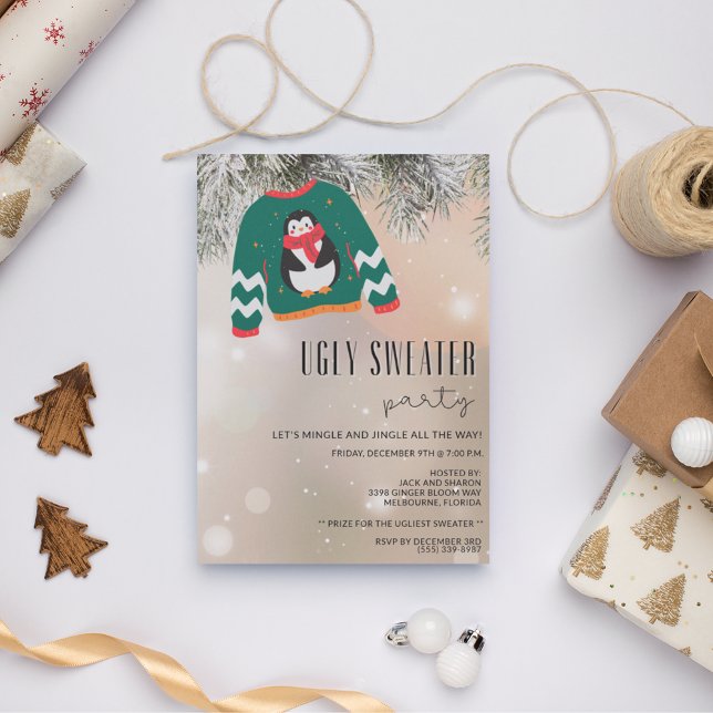 Ugly Christmas Sweater Holiday Party  Invitation (Ugly Sweater Christmas Party Invitation)
