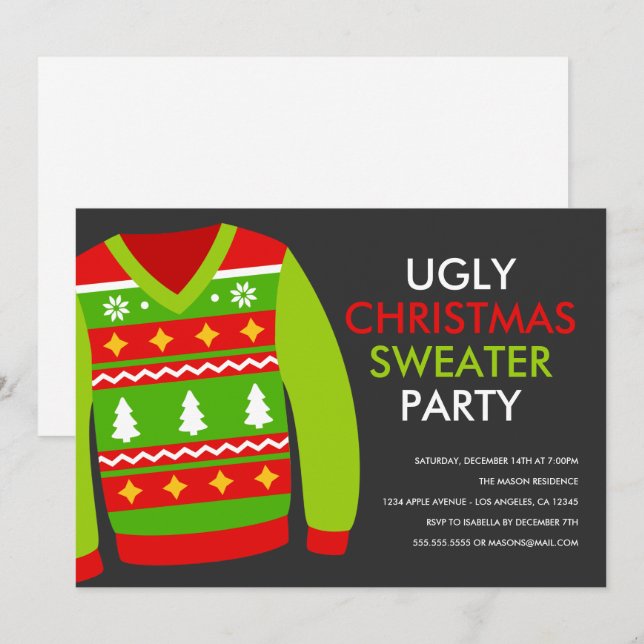 Ugly Christmas Sweater Holiday Party Invitation (Front/Back)